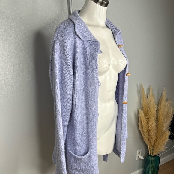 Crossing Pointe Lavender Sweater Cardigan Wool Blend Sweater Belted Size Large - Picture 5 of 14